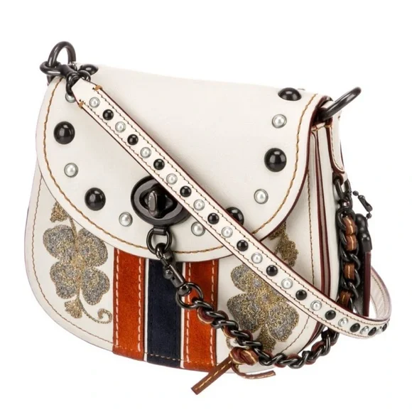 COACH Western Embroidery Turnlock Saddle Bag 17 In Glovetanned Leather - Picture 2 of 7